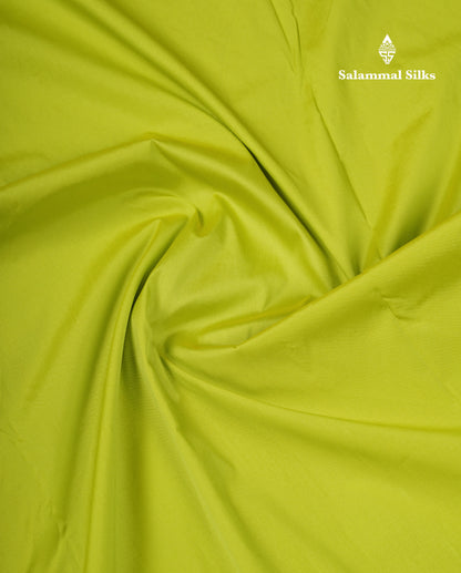 11 Yards Plain Semi Silk Saree Parrot Green with Contrast Dark Maroon Border