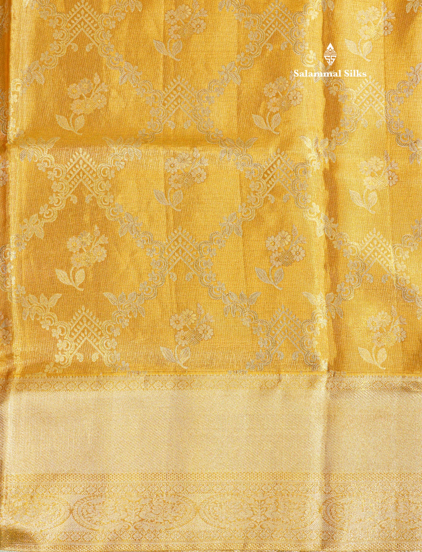 Gold Tissue Bridal Pure Kanjivaram Silk Saree With Self Border