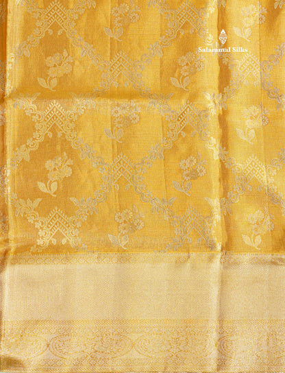 Gold Tissue Bridal Pure Kanjivaram Silk Saree With Self Border