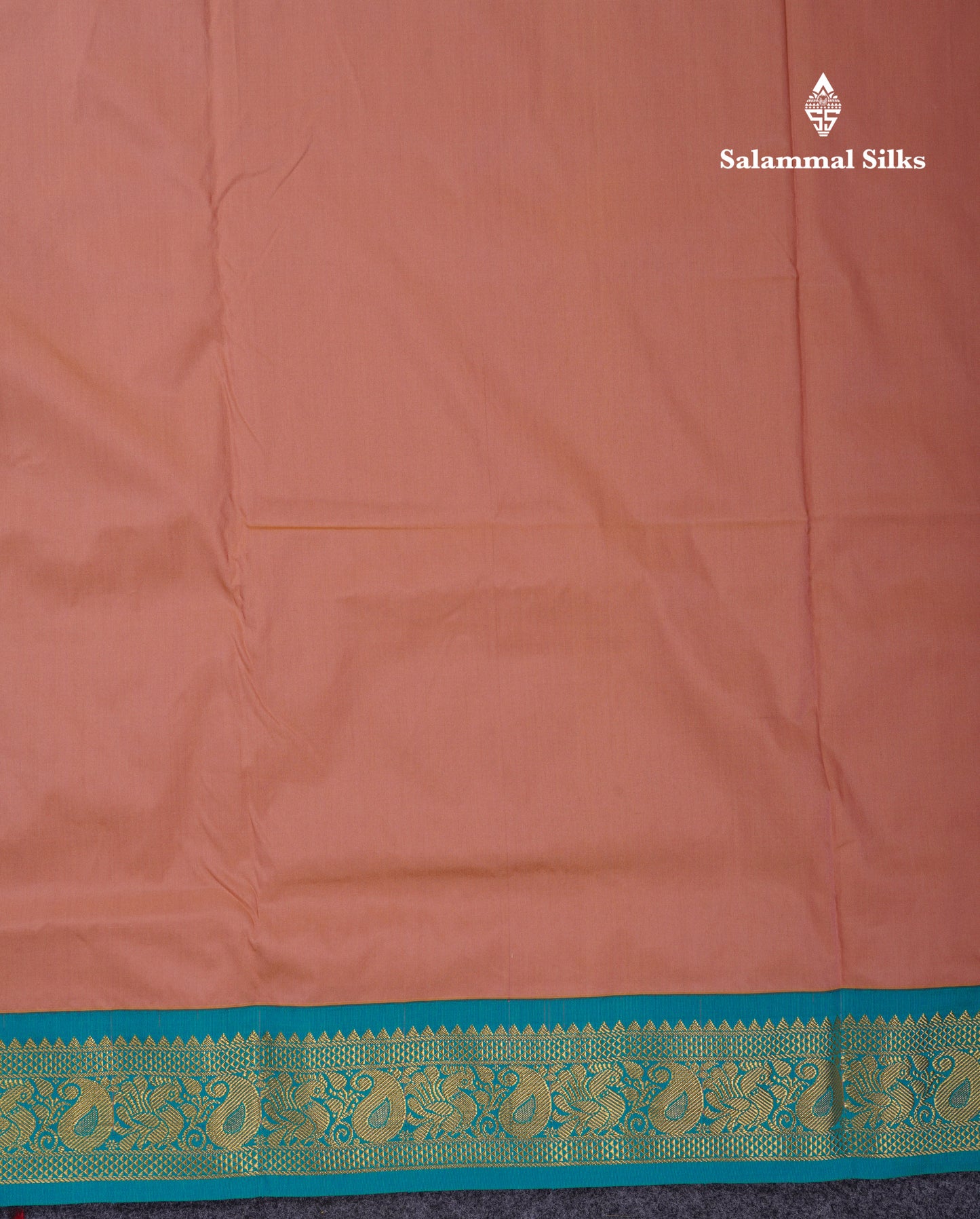11 Yards Plain Semi Silk Saree Pink with Contrast Peacock Green Traditional Border