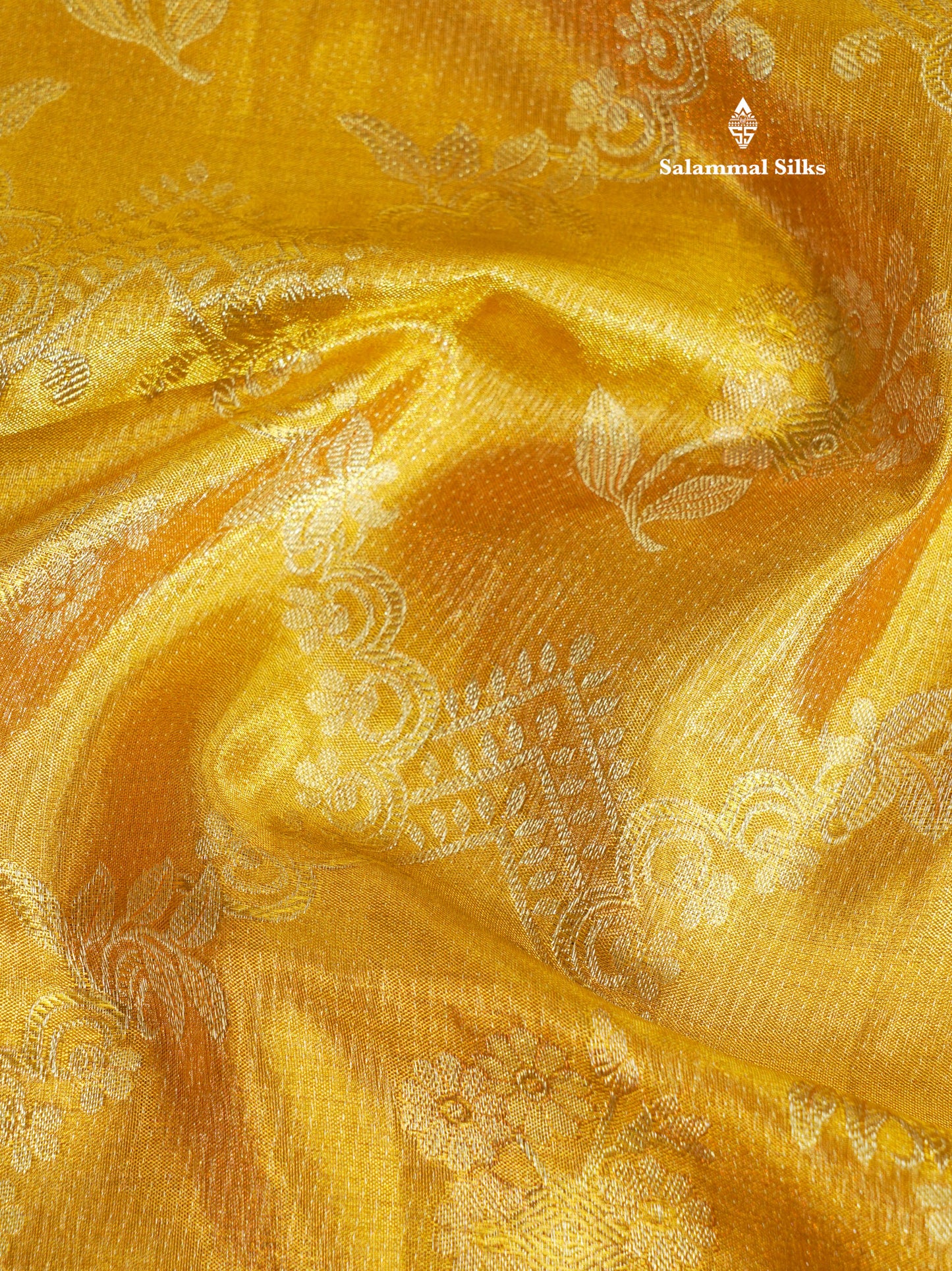 Gold Tissue Bridal Pure Kanjivaram Silk Saree With Self Border