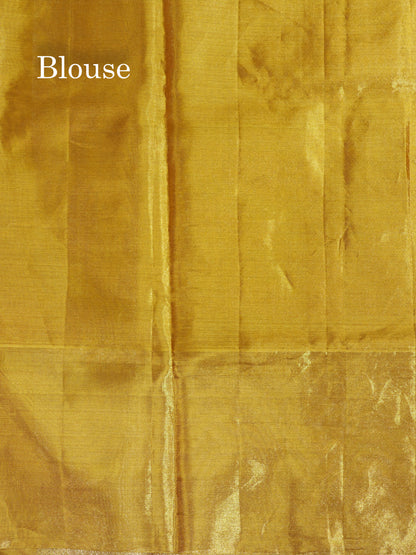 Gold Tissue Bridal Pure Kanjivaram Silk Saree With Self Border