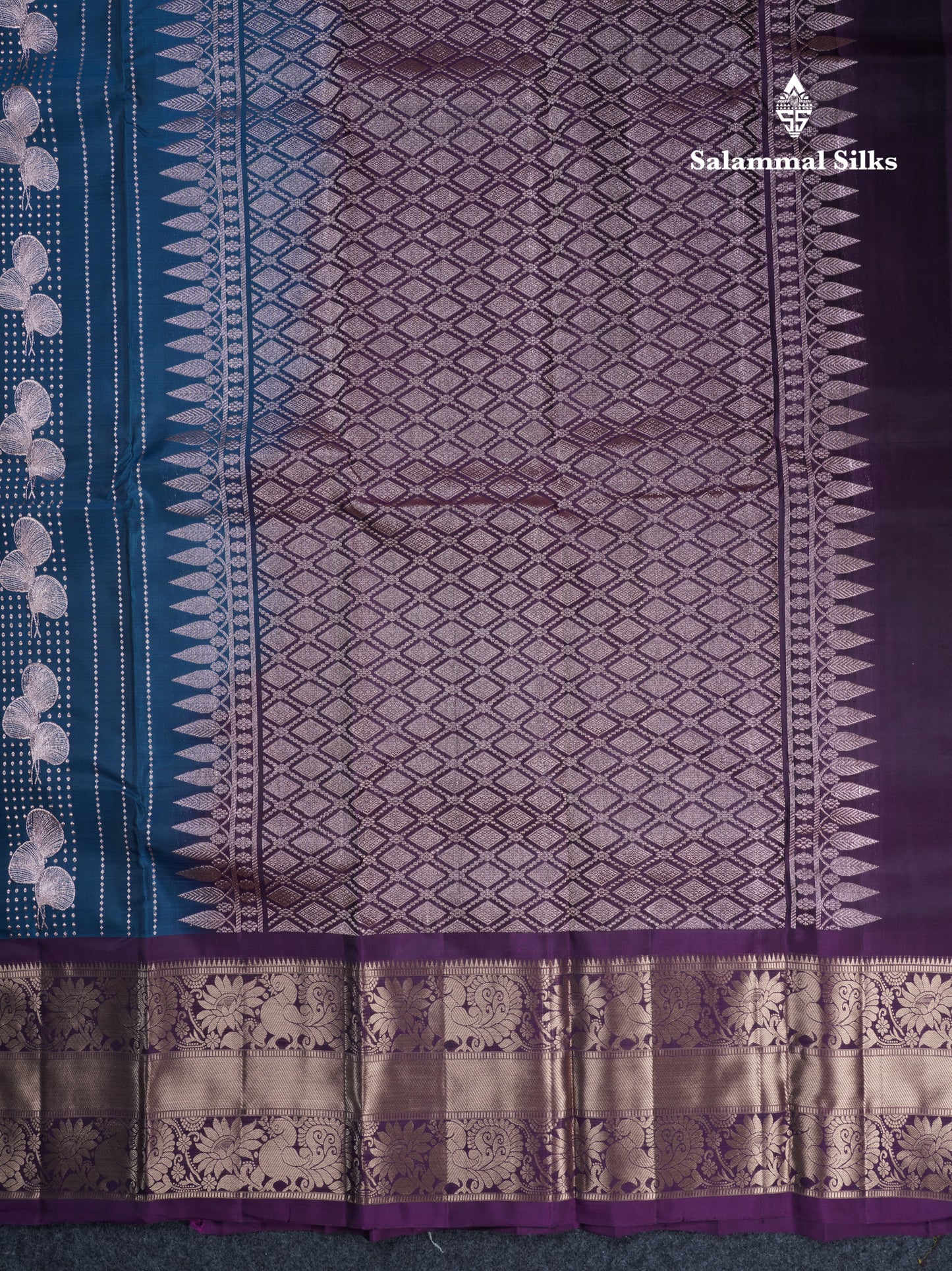 Ramar Blue Puremix Silk Saree With Contrast Purple Long Traditional Border