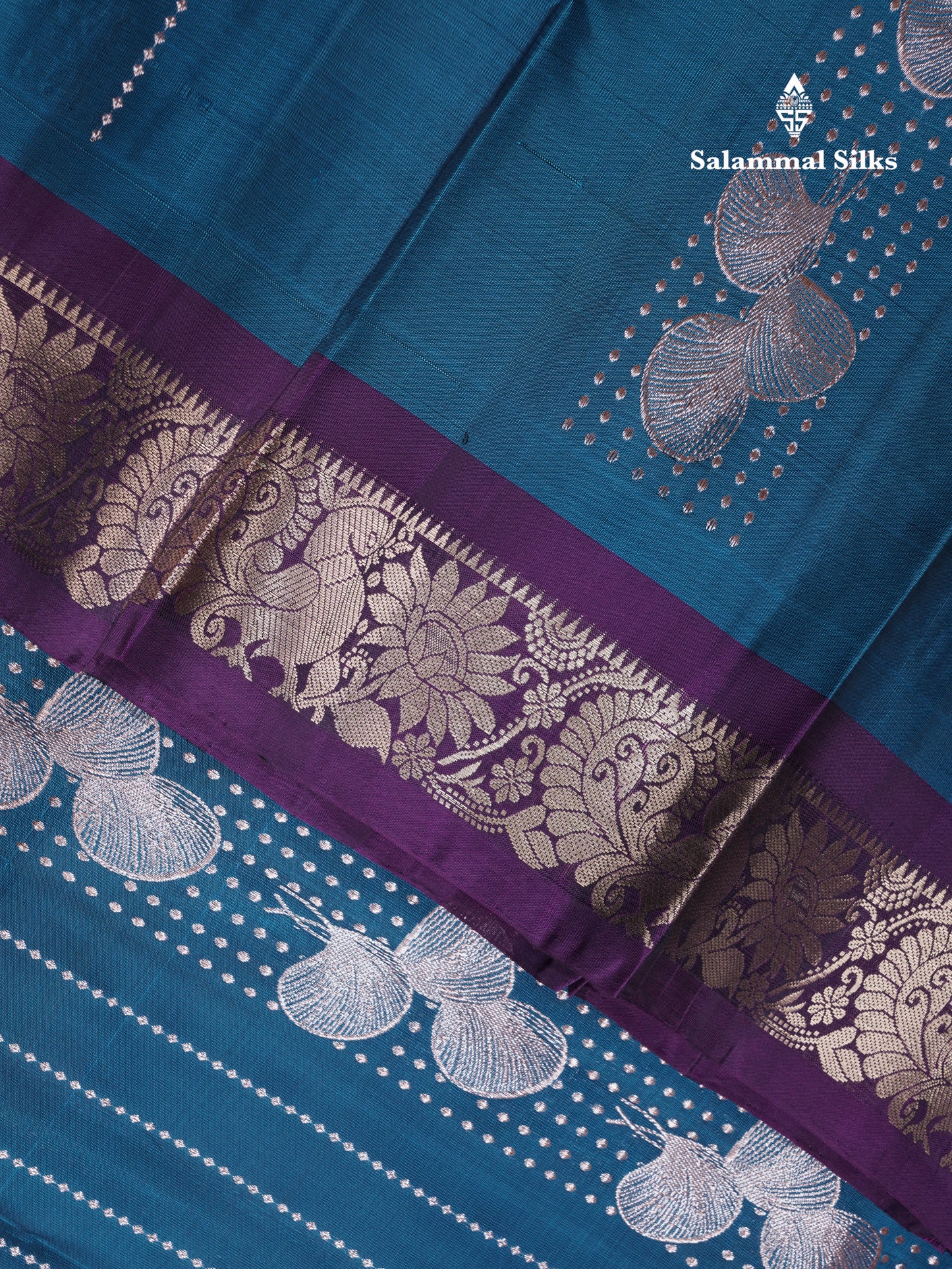 Ramar Blue Puremix Silk Saree With Contrast Purple Long Traditional Border