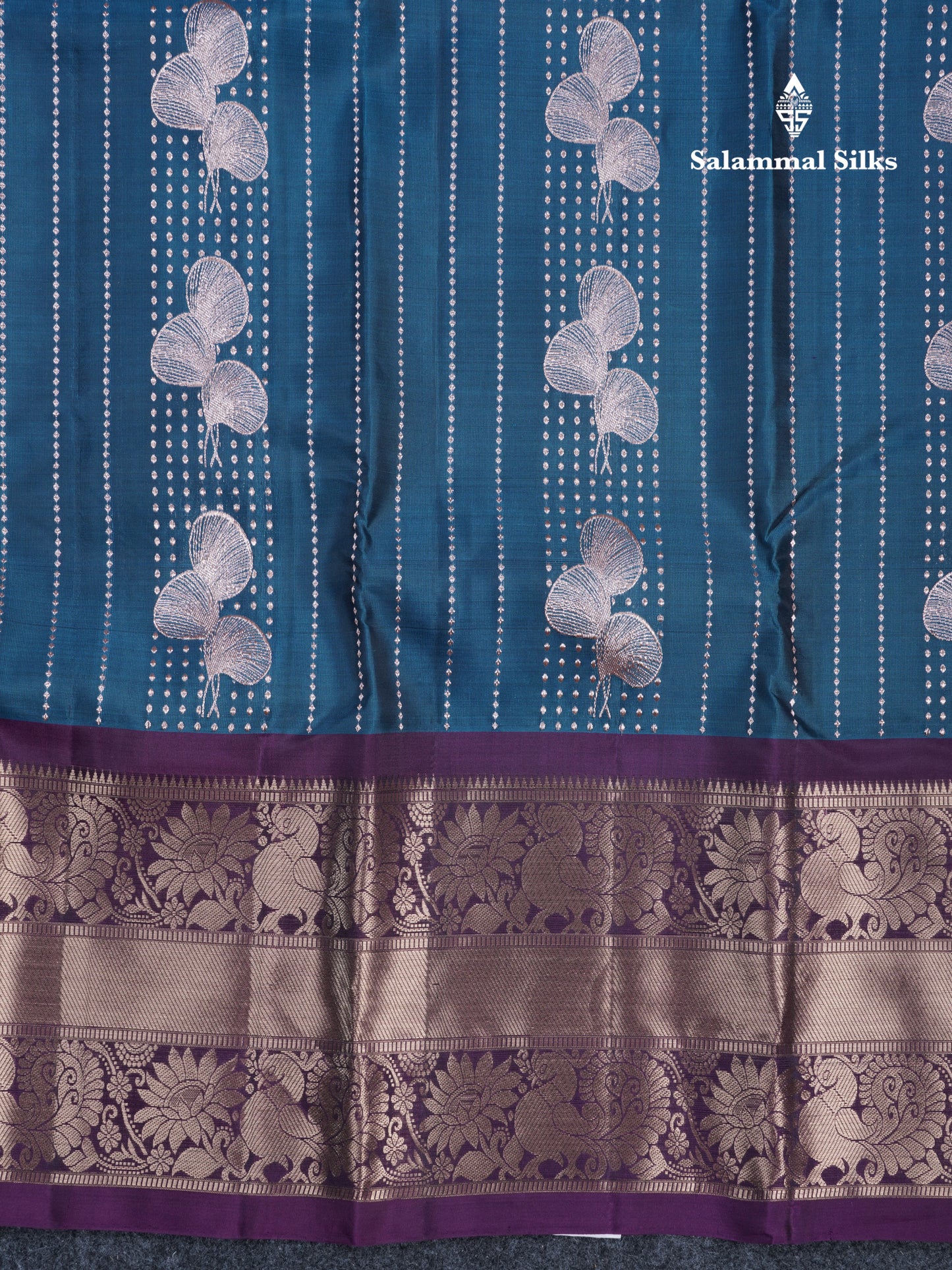 Ramar Blue Puremix Silk Saree With Contrast Purple Long Traditional Border