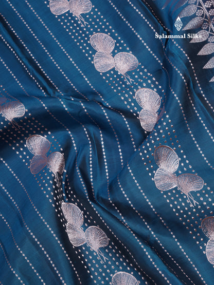 Ramar Blue Puremix Silk Saree With Contrast Purple Long Traditional Border