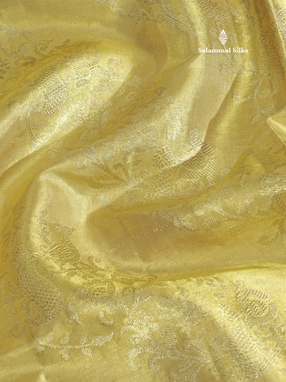 Sandal Tissue Bridal Pure Kanjivaram Silk Saree With Self Long Traditional Border