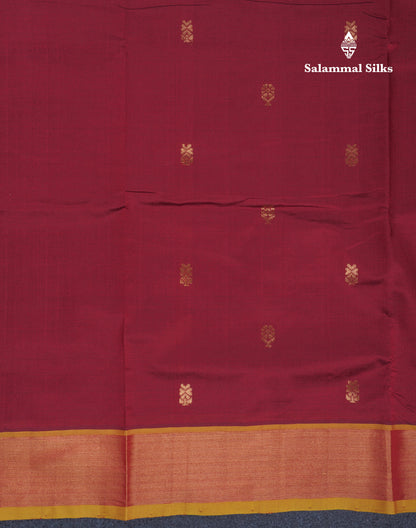 Beautiful Dark Maroon Semi Silk Cotton Saree With Contrast Manthulir Yellow Blouse