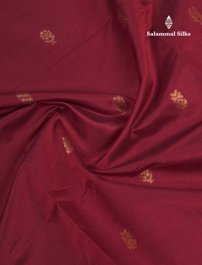 Beautiful Dark Maroon Semi Silk Cotton Saree With Contrast Manthulir Yellow Blouse