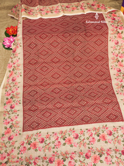 Grey Colour Mixed Cotton Patola Print Saree With Floral Print Border