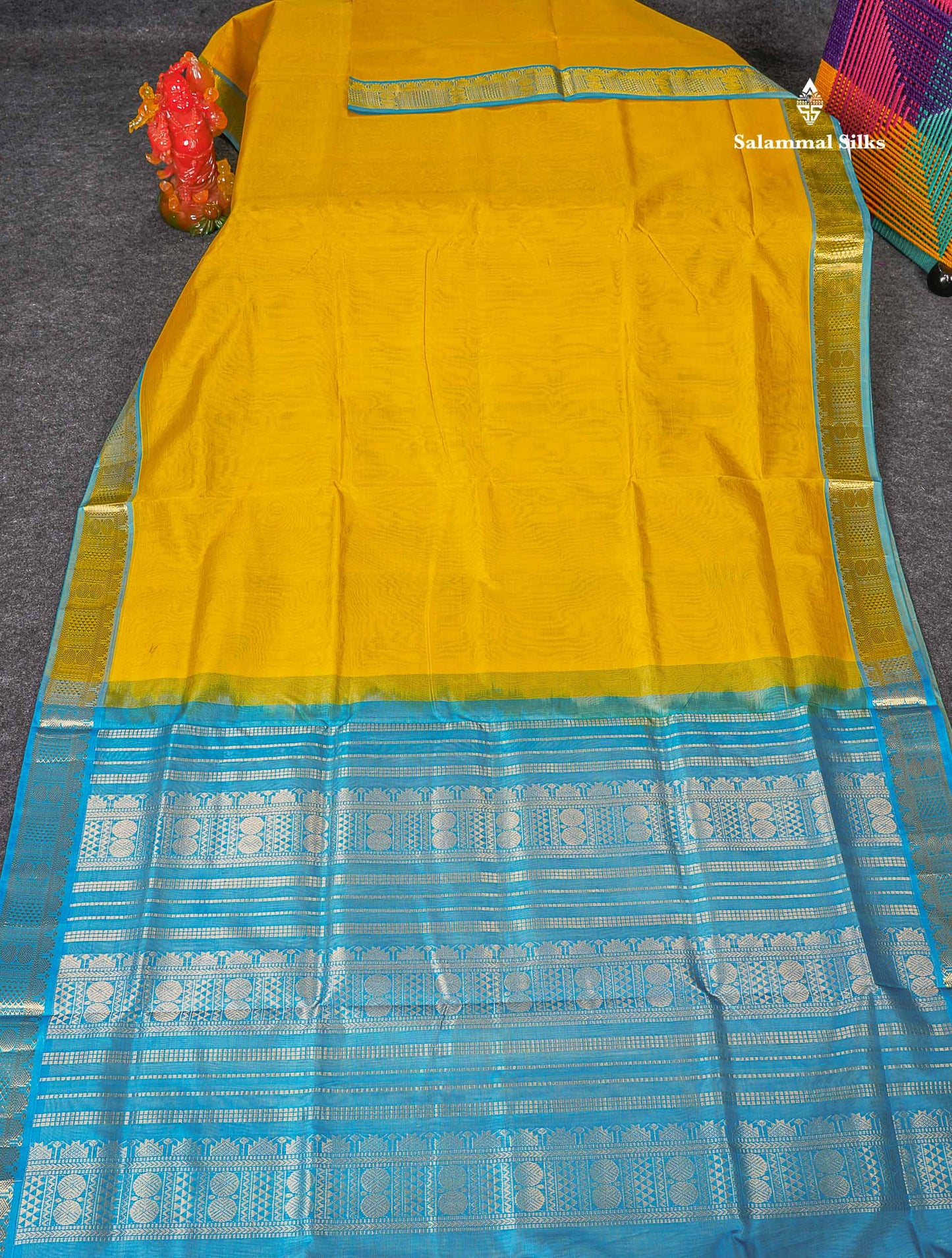 Full View Of Yellow Pure Silk Cotton Saree 