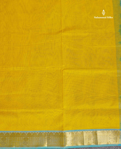 Traditional Border Of Yellow Pure Silk Cotton Saree 