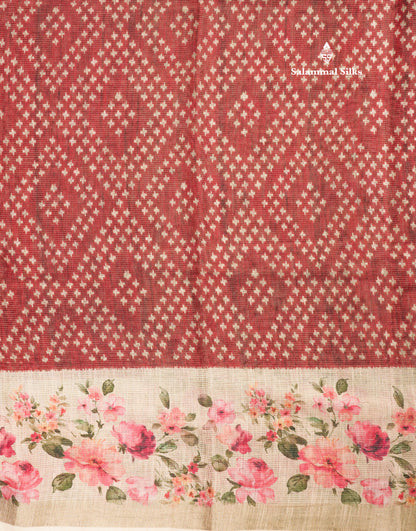 Grey Colour Mixed Cotton Patola Print Saree With Floral Print Border