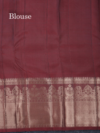 Olive Green Meenakari Work Puremix Silk Saree With Contrast Maroon Border