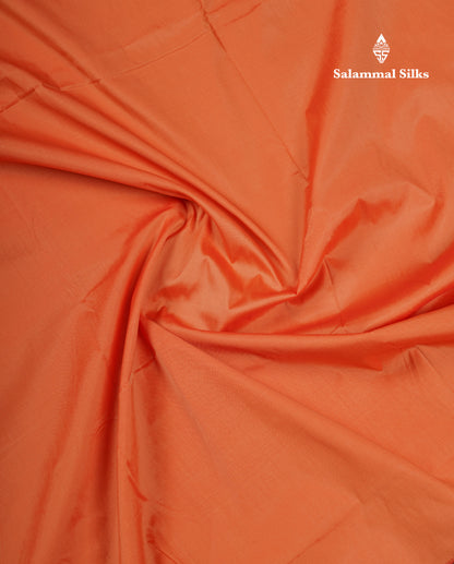 9.5 Yards Semi Silk Saree Light Orange With Contrast Bottle Green Traditional Border