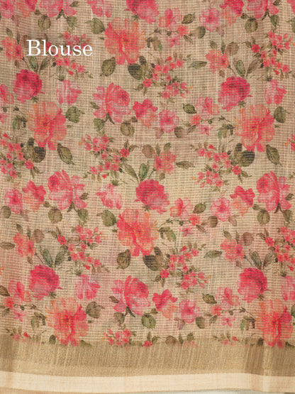 Grey Colour Mixed Cotton Patola Print Saree With Floral Print Border