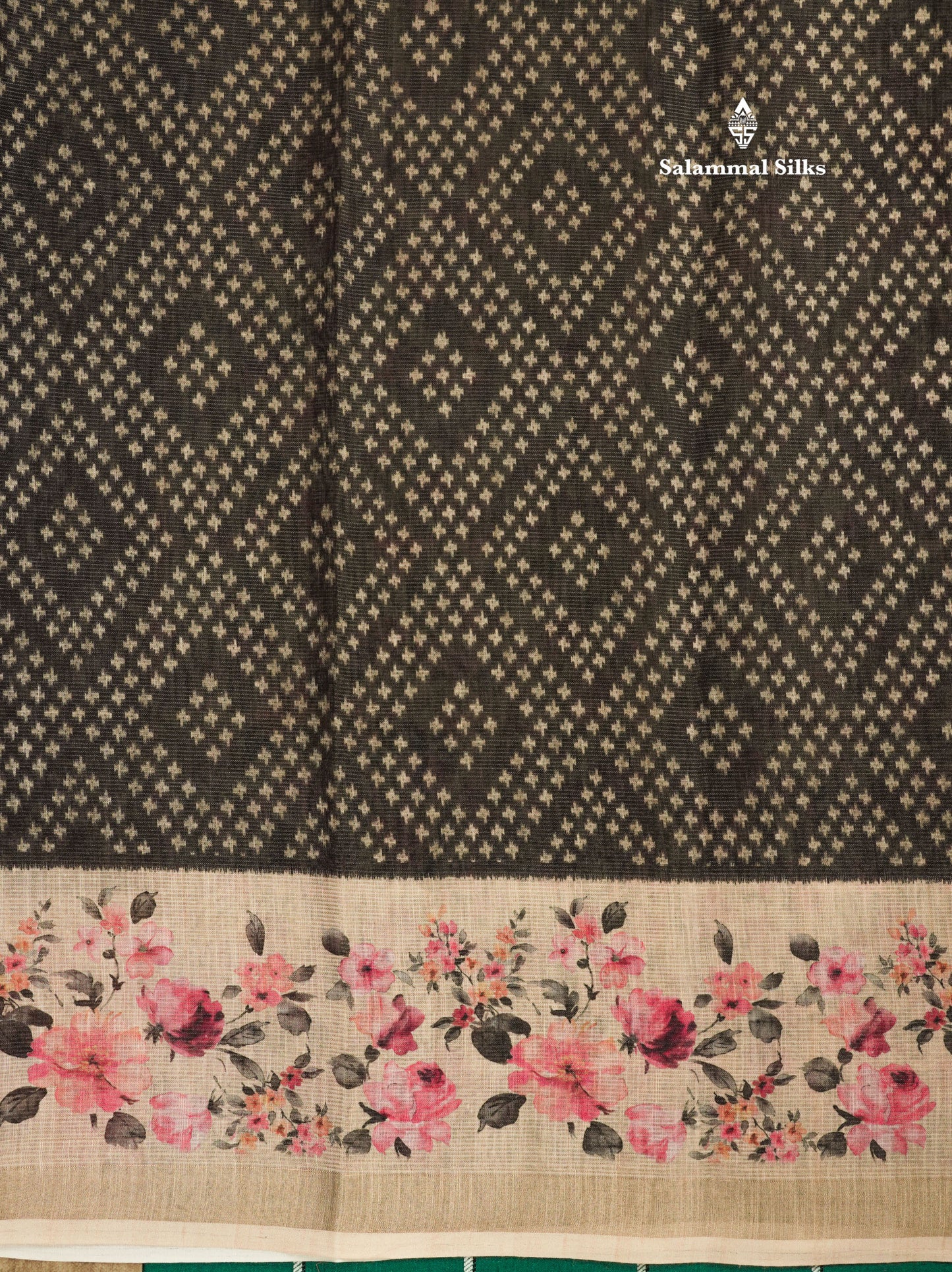 Grey Colour Mixed Cotton Patola Print Saree With Floral Print Border