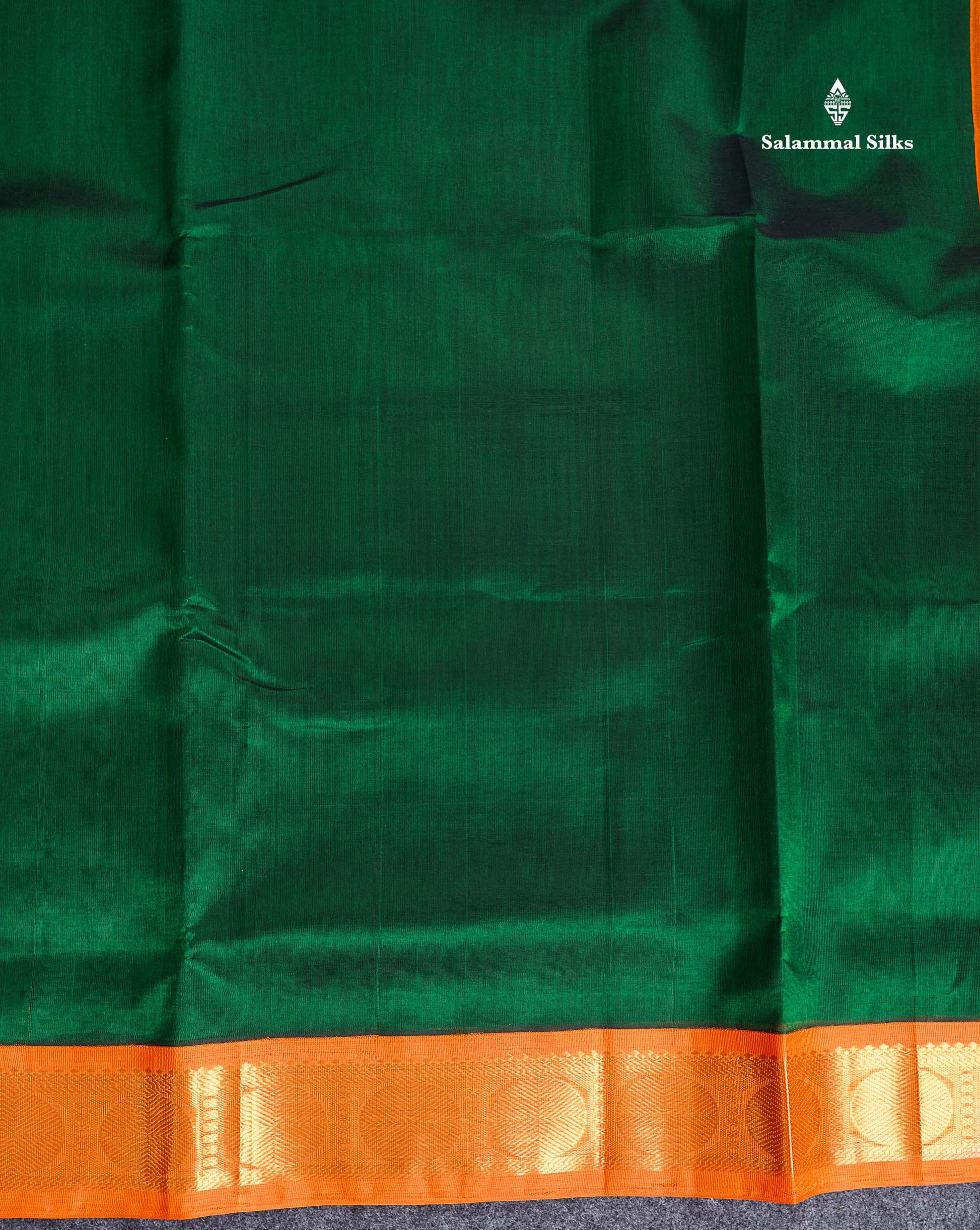 Orange Border Of Bottle Green Pure Silk Cotton Saree 