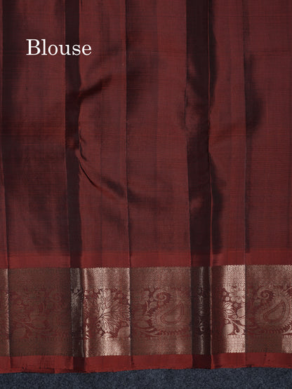 Green Shade Meenakari Work Puremix Silk Saree With Contrast Reddish Maroon Border