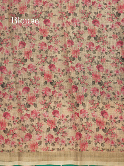Grey Colour Mixed Cotton Patola Print Saree With Floral Print Border