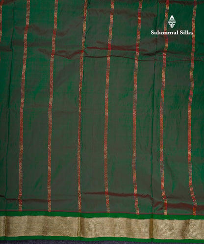 9.5 Yards Semi Silk Saree Magenta With Contrast Bottle Green Traditional Border