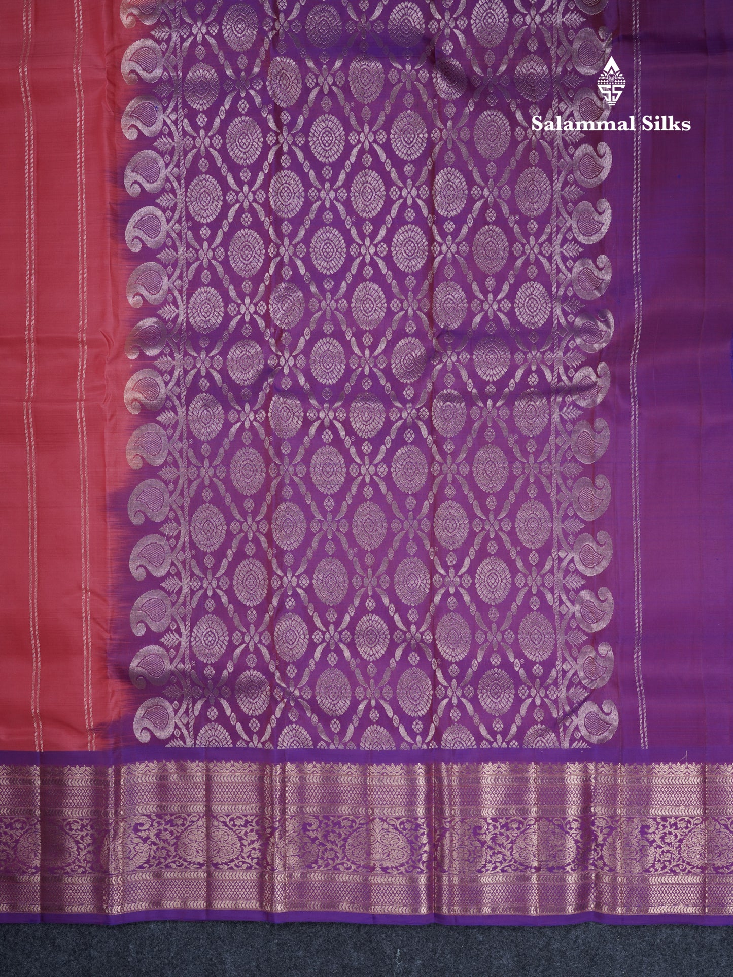 Pink Puremix Silk Saree With Contrast Purple Border