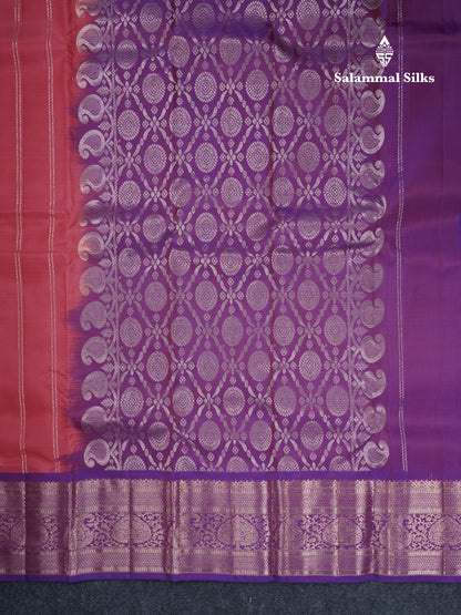 Pink Puremix Silk Saree With Contrast Purple Border