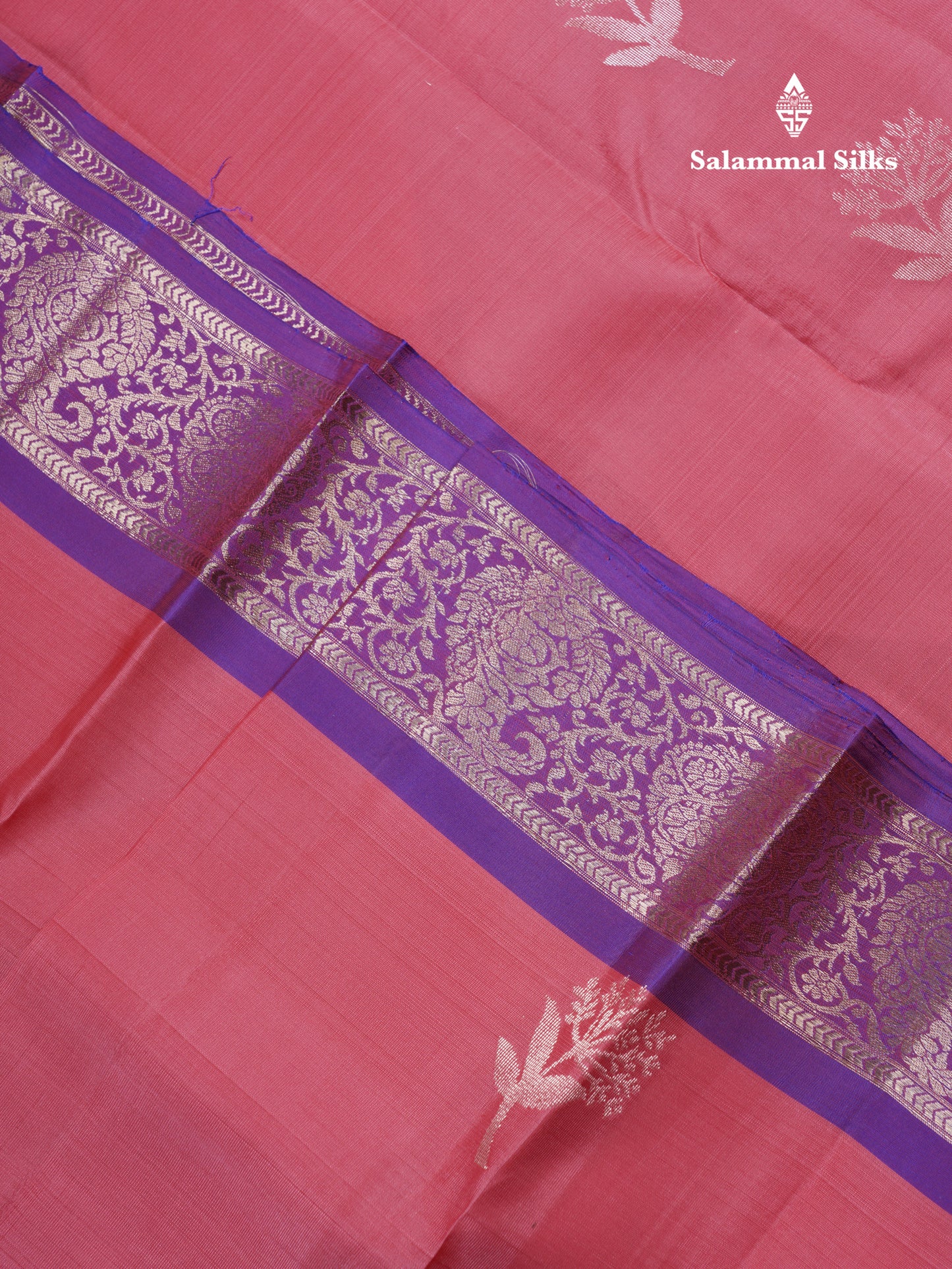 Pink Puremix Silk Saree With Contrast Purple Border