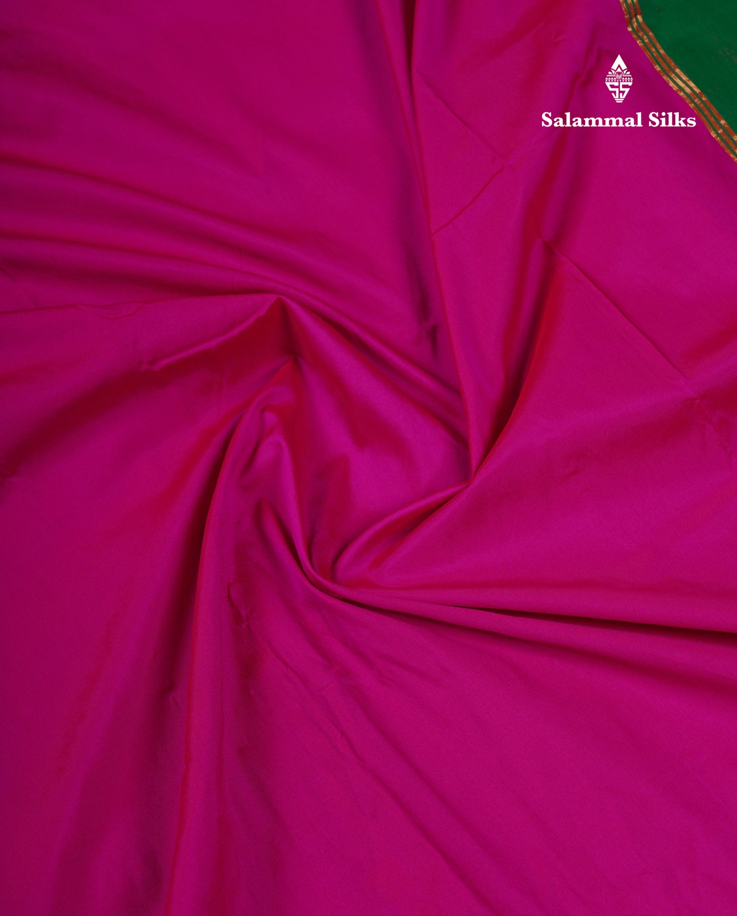 9.5 Yards Semi Silk Saree Magenta With Contrast Bottle Green Traditional Border