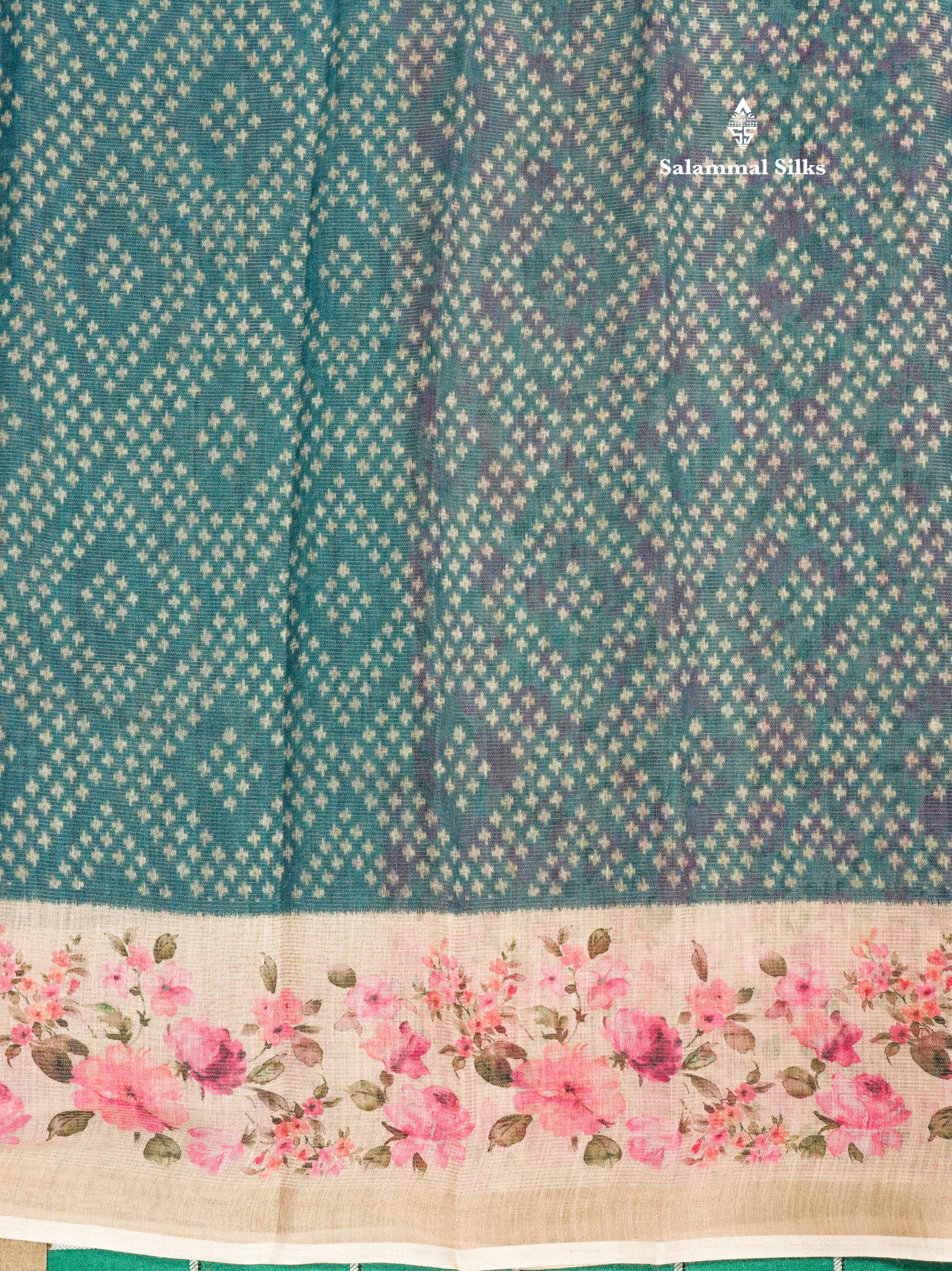Grey Colour Mixed Cotton Patola Print Saree With Floral Print Border