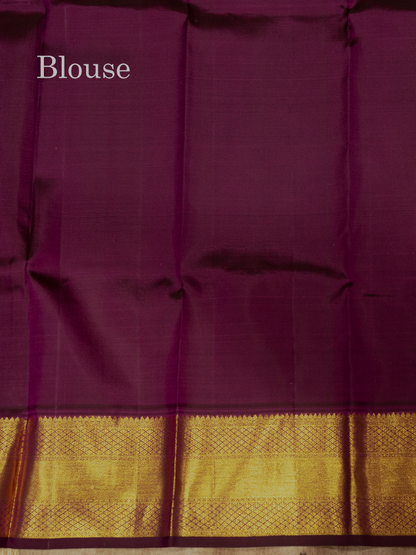 Sandal Colour Pure Kanjivaram Silk Saree with Violet Border