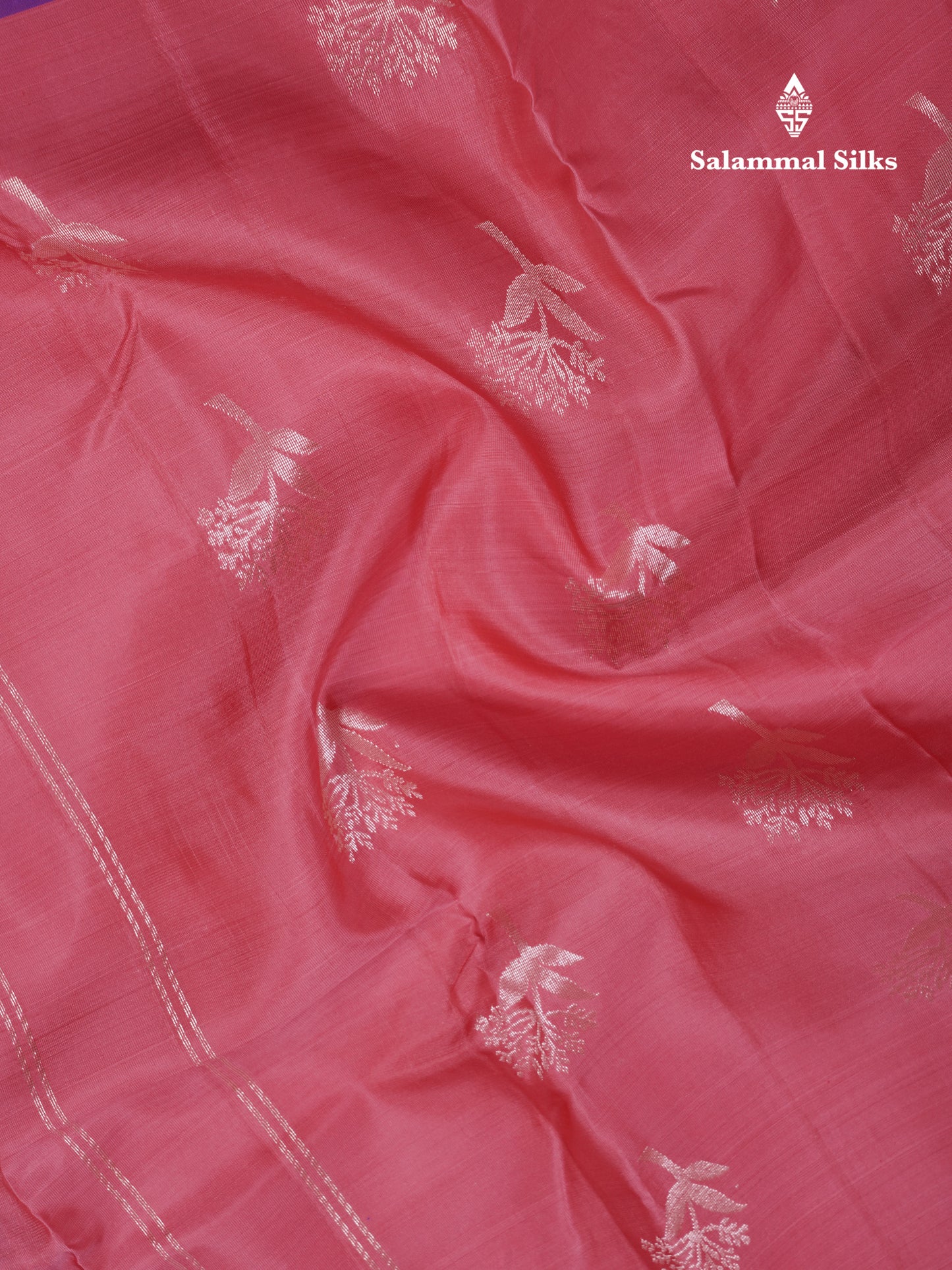 Pink Puremix Silk Saree With Contrast Purple Border