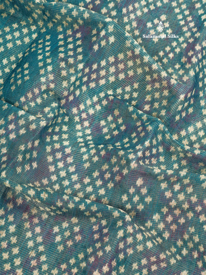 Grey Colour Mixed Cotton Patola Print Saree With Floral Print Border