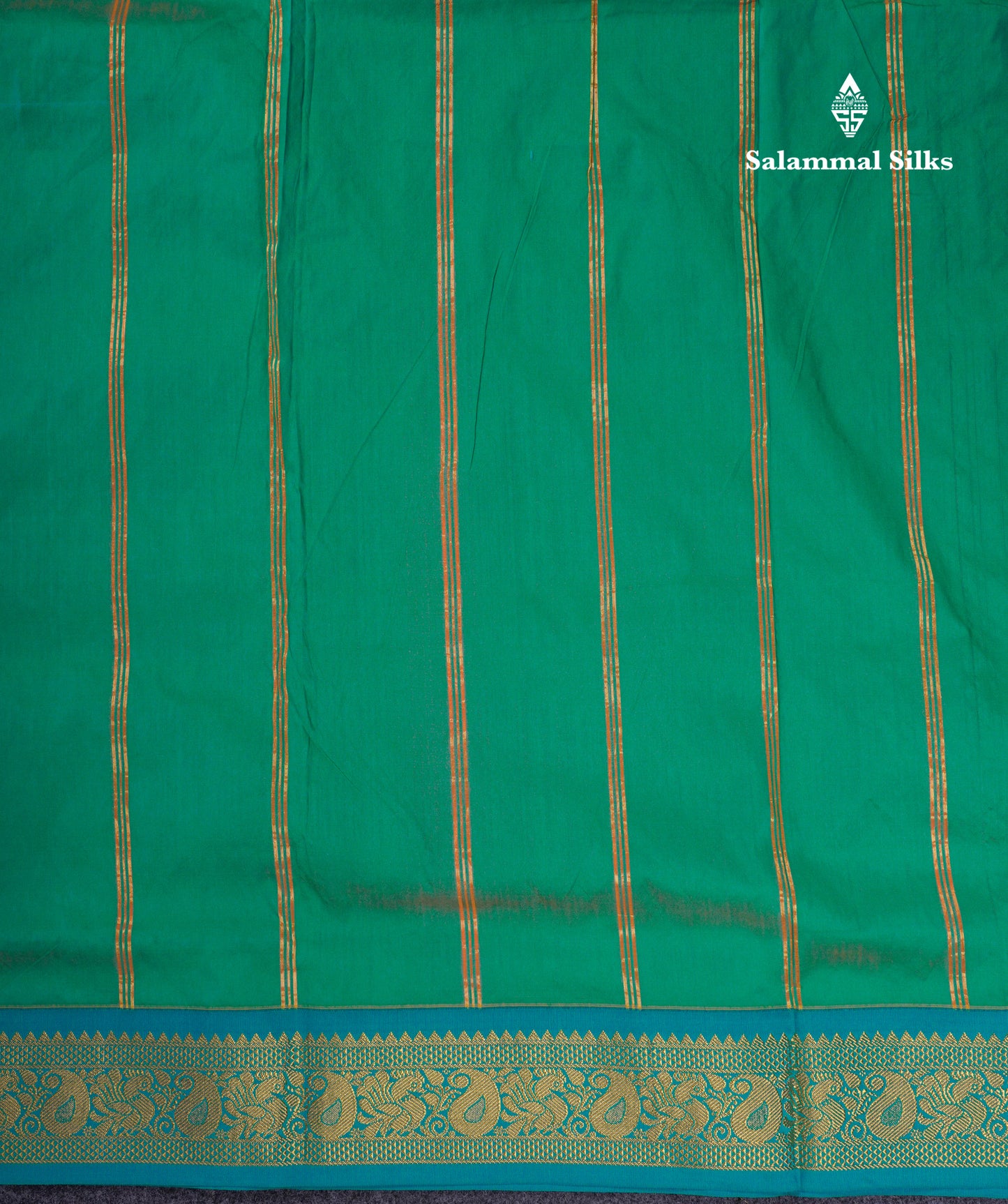 11 Yards Plain Semi Silk Saree Pink with Contrast Peacock Green Traditional Border