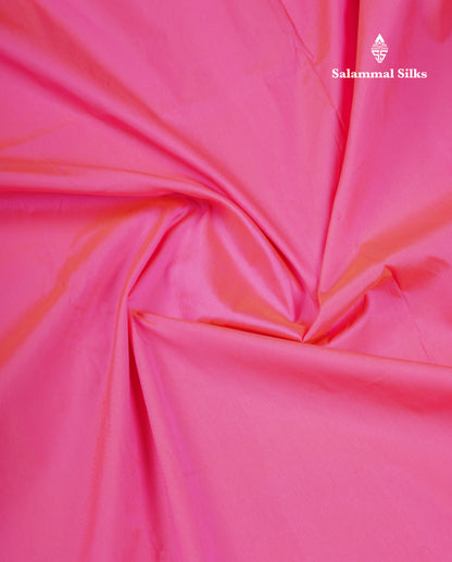 11 Yards Plain Semi Silk Saree Pink with Contrast Peacock Green Traditional Border