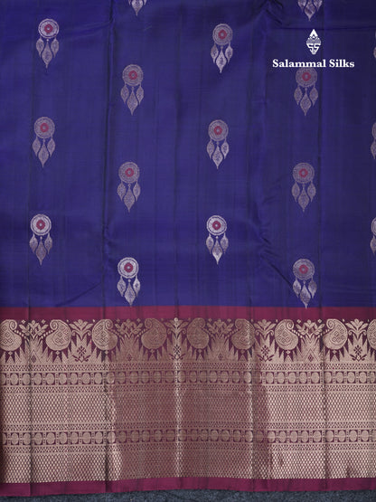 Violet Puremix Silk Saree With Contrast Magenta Traditional Border