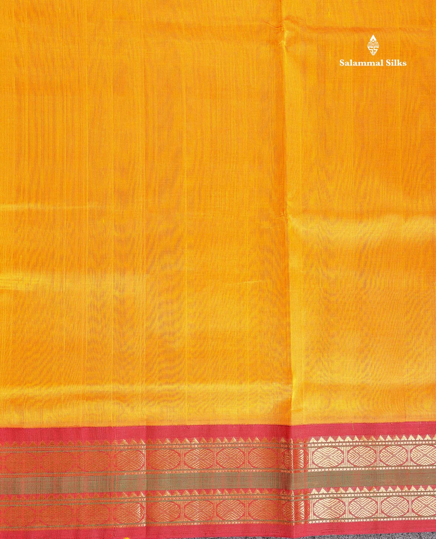 Maroon Korvai Border Of Mango Yellow Pure Silk Cotton Saree 