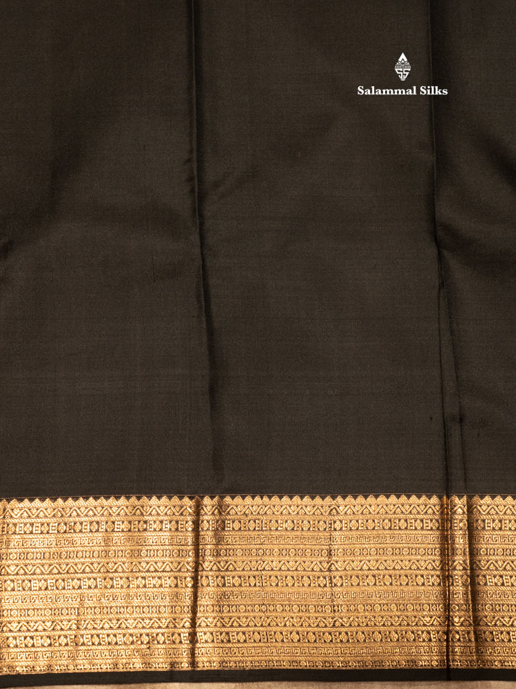 Black Colour Kanjivaram Pure Silk Saree With Traditional Gold Zari Border