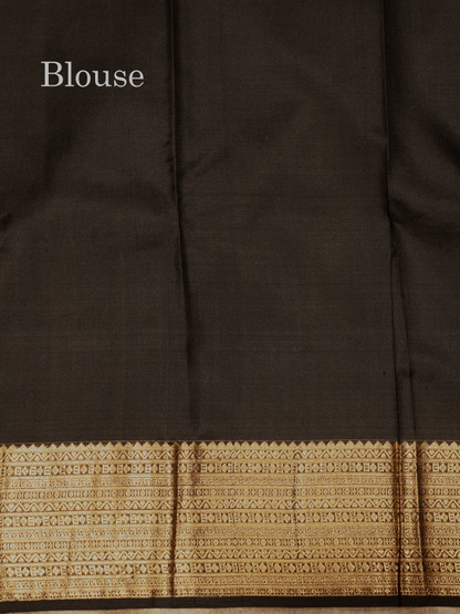 Black Colour Kanjivaram Pure Silk Saree With Traditional Gold Zari Border