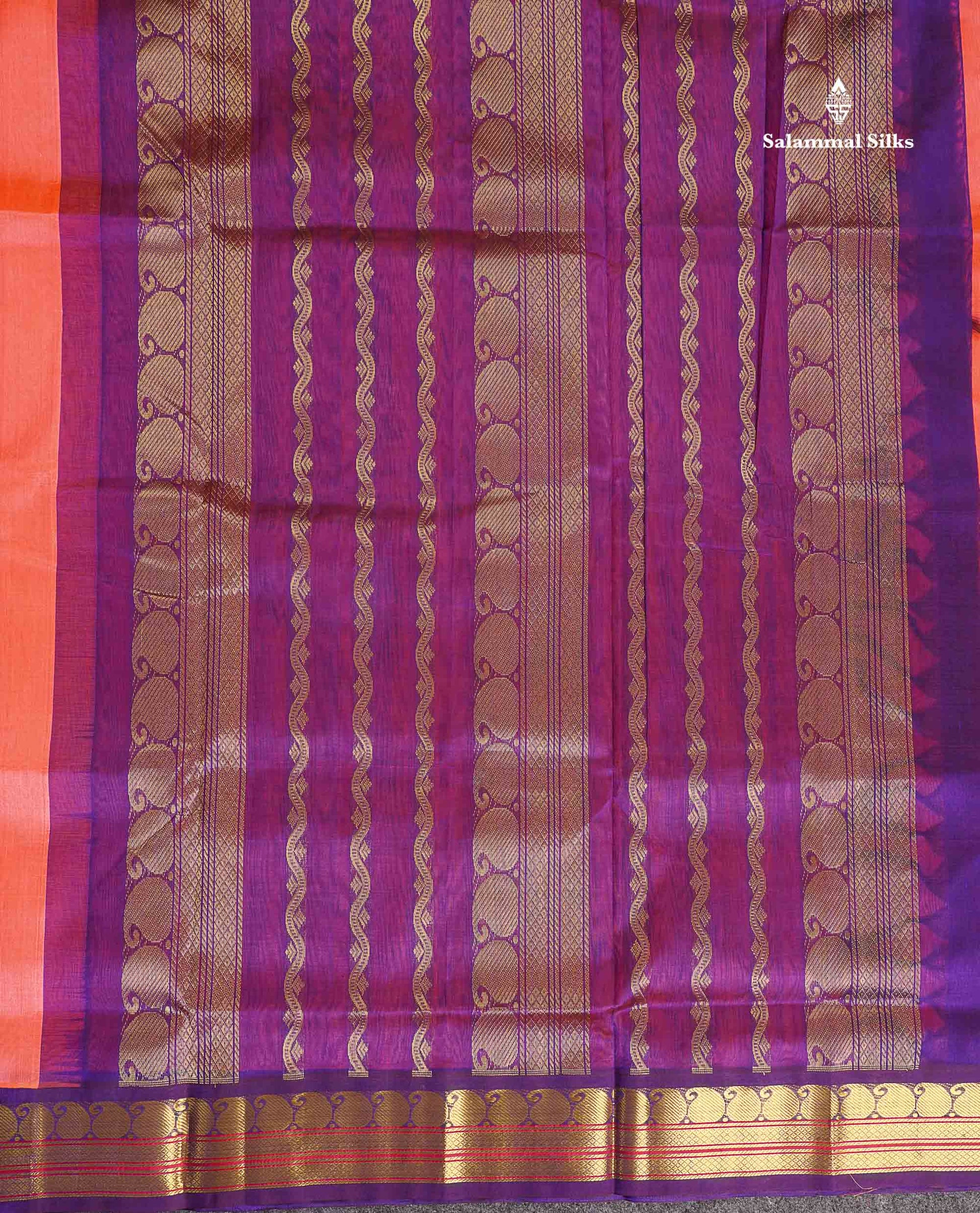 Pallu Of Peach Pure Silk Cotton Saree 