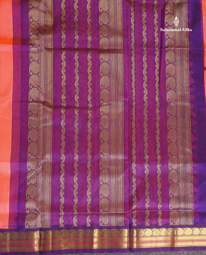 Pallu Of Peach Pure Silk Cotton Saree 