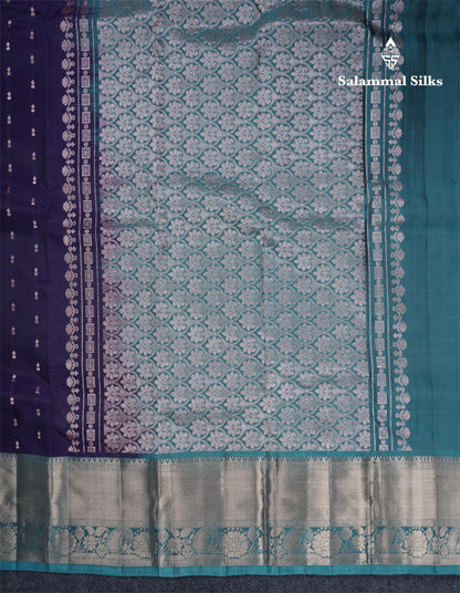 Violet Puremix Silk Saree With Contrast Ramar Blue Border