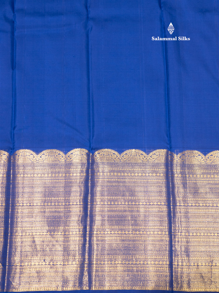 Royal Blue Colour Pure Kanjivaram Silk Saree with Traditional Long Size Border
