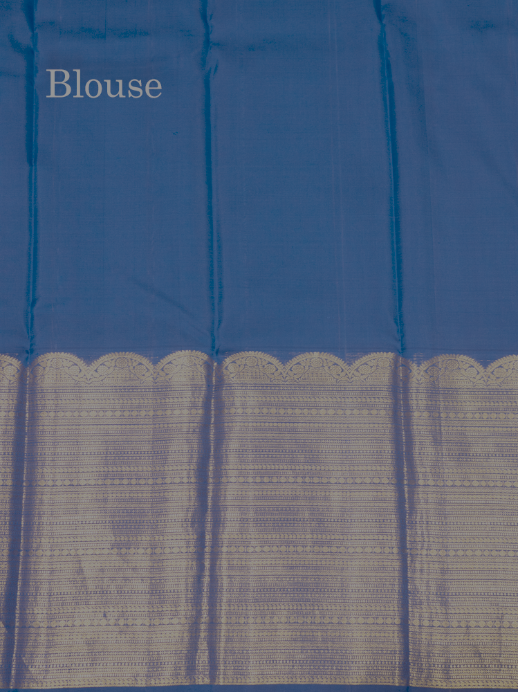Royal Blue Colour Pure Kanjivaram Silk Saree with Traditional Long Size Border