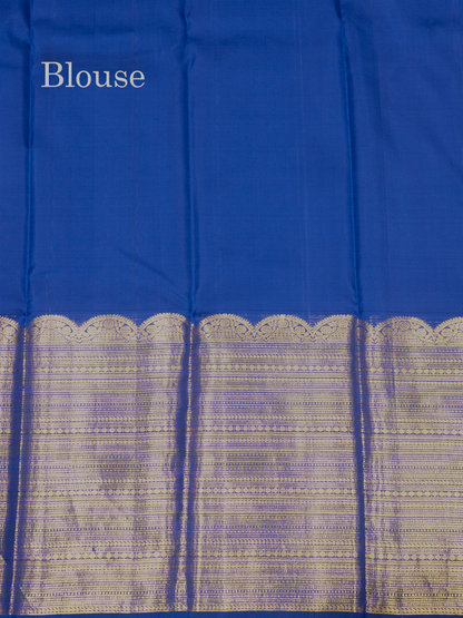 Royal Blue Colour Pure Kanjivaram Silk Saree with Traditional Long Size Border