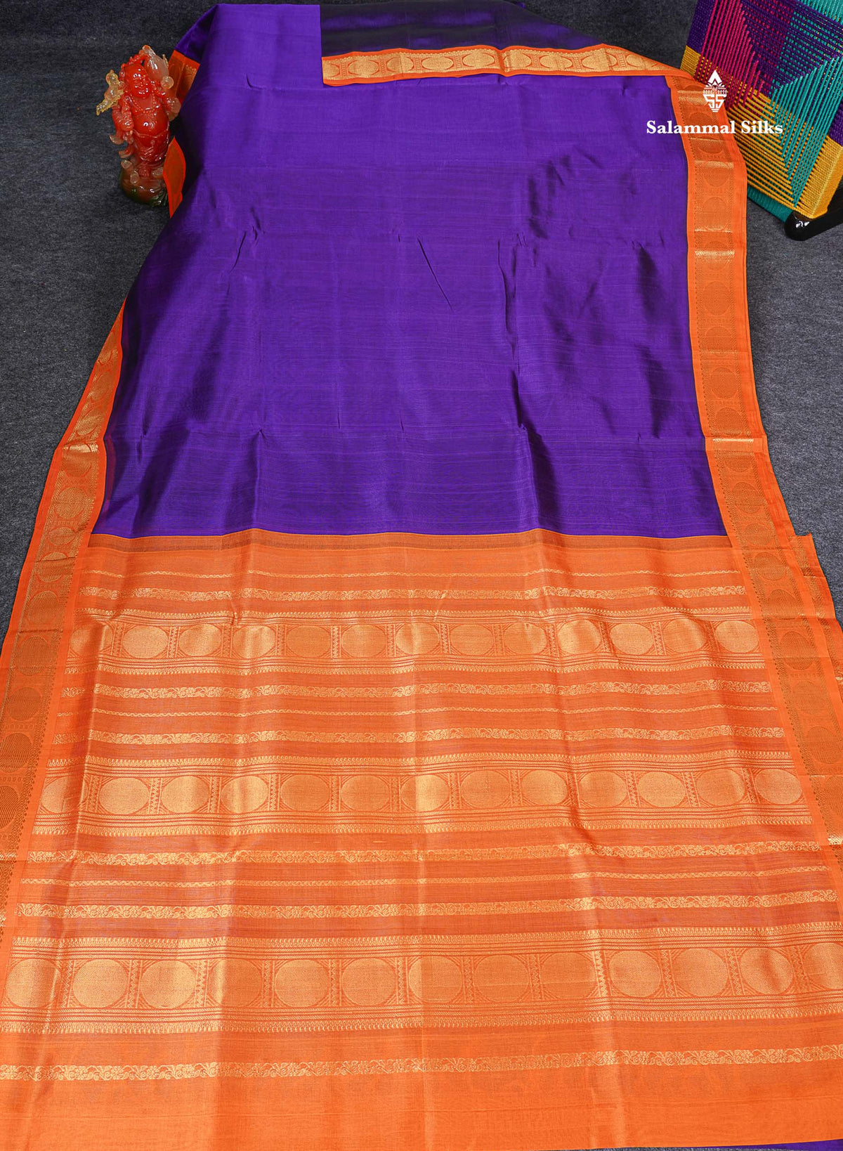 Full View Of Purple Pure Silk Cotton Saree 