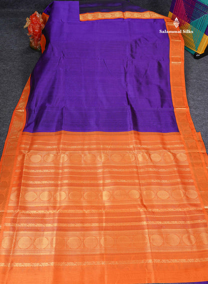 Full View Of Purple Pure Silk Cotton Saree 