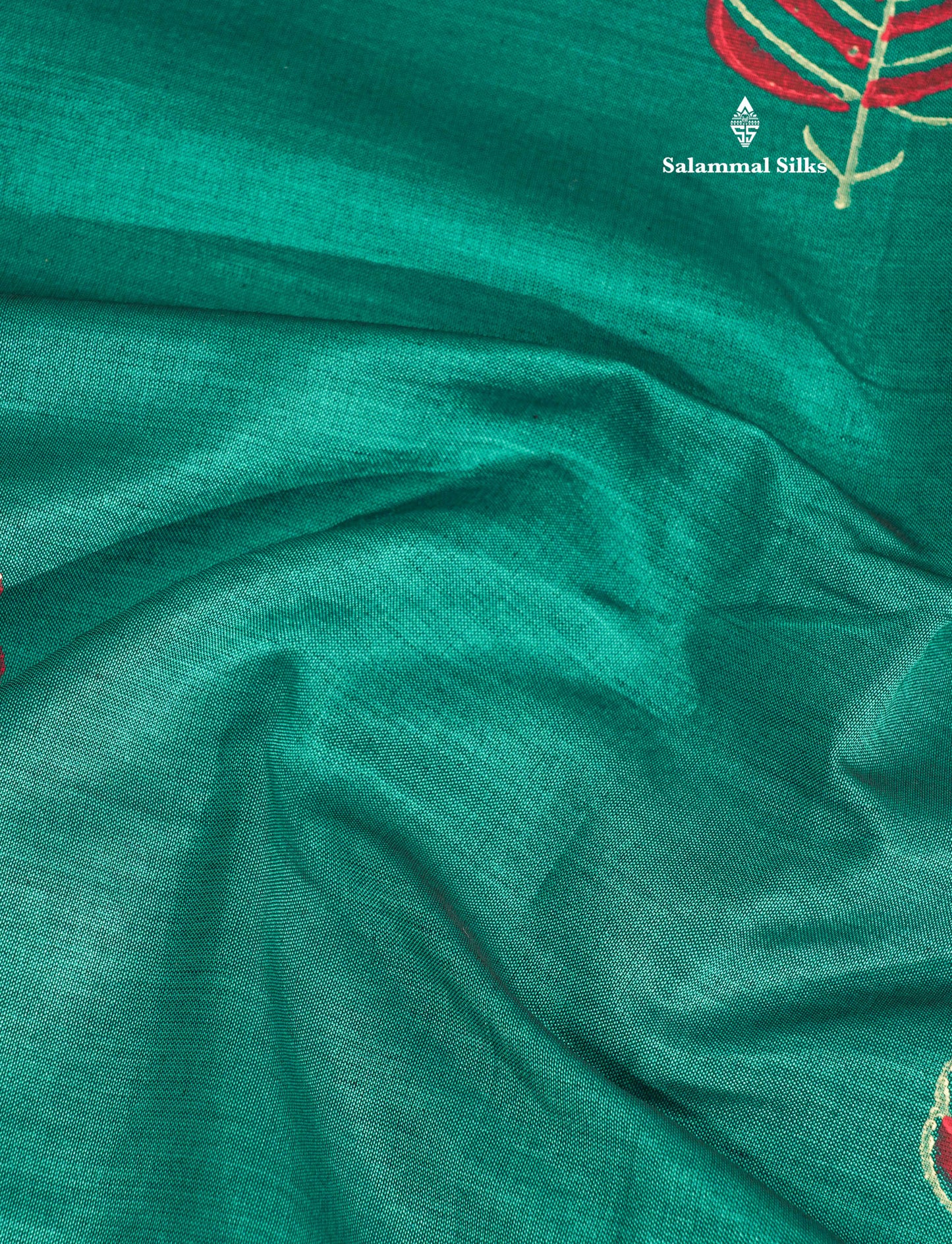 Peacock Green Mixed Cotton Printed Saree With Contrast Sandal  Blouse