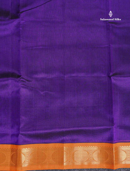 Orange Border Of Purple Pure Silk Cotton Saree 