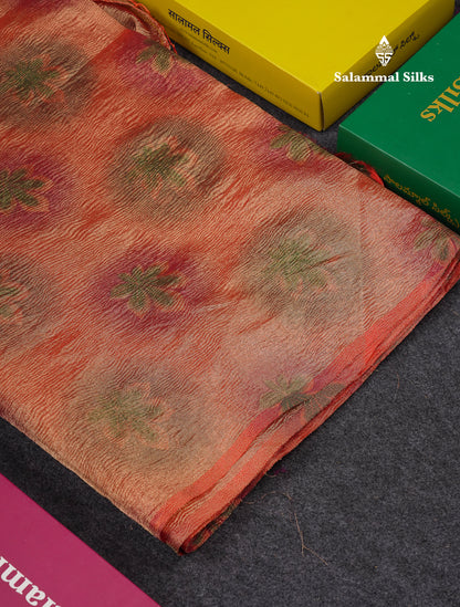 Premium Orange Tissue Crush Fancy Saree With Blouse